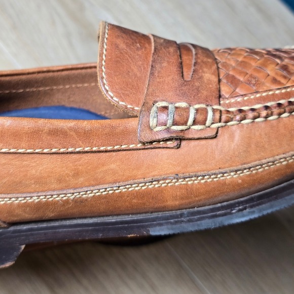 Bostonian Women's Loafers Size 8.5 Brown Woven Leather Penny Slip-On minimalist - Picture 11 of 11